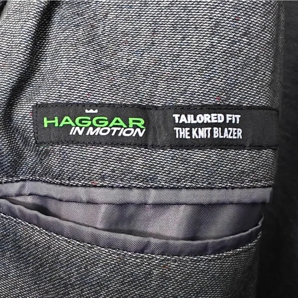 Haggar In Motion Tailored Fit The Knit Blazer In Gray Size 44 L